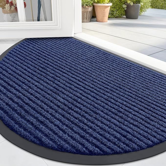 OLANLY Half Circle Front Door Mat 29.5x17, Waterproof Heavy-Duty Doormat | Blue by OLANLY