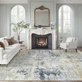 Soalmost Abstract Rug 8x10 Large Living Room Area Rugs Washable Blue/Yellow | by Soalmost