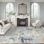 Soalmost Abstract Rug 8x10 Large Living Room Area Rugs Washable Blue/Yellow | by Soalmost