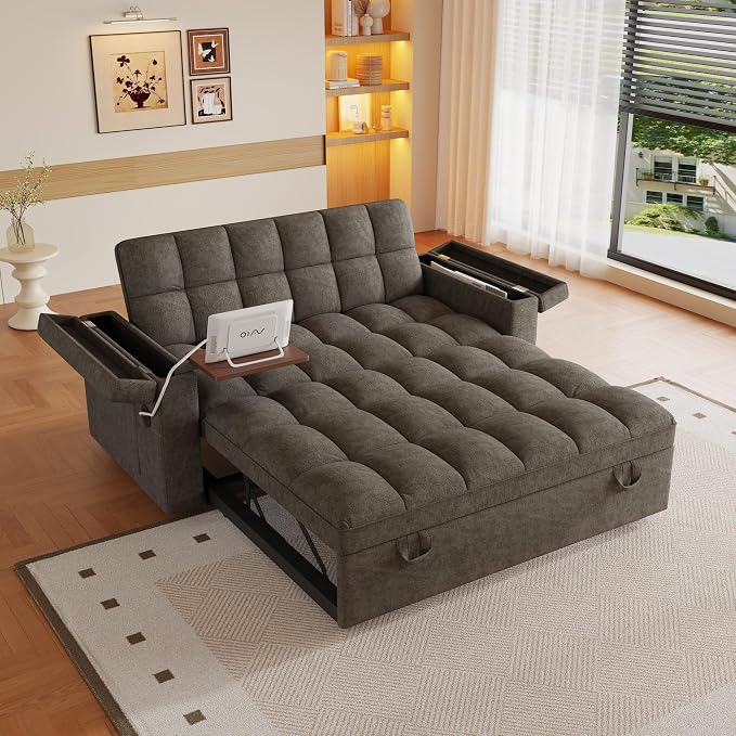 3 in 1 Convertible Sleeper Sofa, 65in Sleeper Couch - Image 4