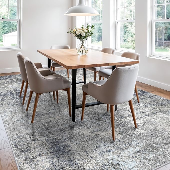 8x10 Washable Living Room Rug – Modern Neutral Abstract Large Area Rug - Image 9