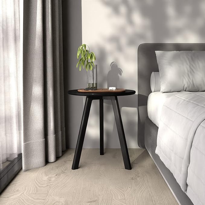 Round End Table Side Table 100% Solid Wood Occasional Table Minimal - Image 9