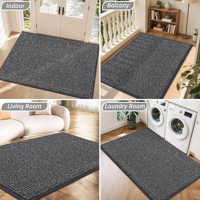BEQHAUSE Dirt Trapper Door Mat 36"x60", Non-Slip Washable Doormat, Charcoal | - Image 8