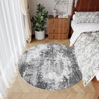 Round Area Rugs 4ft Washable Grey Circle Rug - Image 4