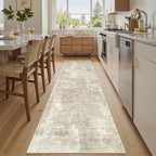 Soalmost Abstract Runner Rug 2x8 Hallway Kitchen Runners Beige/Gray | Vintage - Image 3