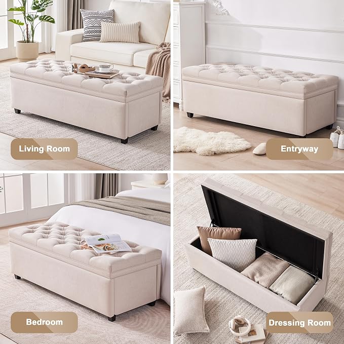 Mangodan 50" Storage Ottoman Bench, Tufted Ottoman - Image 4
