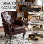 Modern Faux Leather Accent Chair, Upholstered Mid-Century Armchair - Image 8