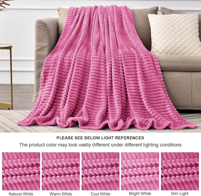 BEDELITE 3D Ribbed Jacquard Hot Pink King Size Blanket - Image 7