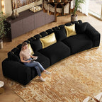Oversized Luxury Chesterfield Sofa Set Velvet Black and Gold Couch - Image 5
