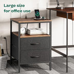 Huuger Night Stand with Charger Station, 27.7 Inch Tall Nightstand, Bed Side - Image 4