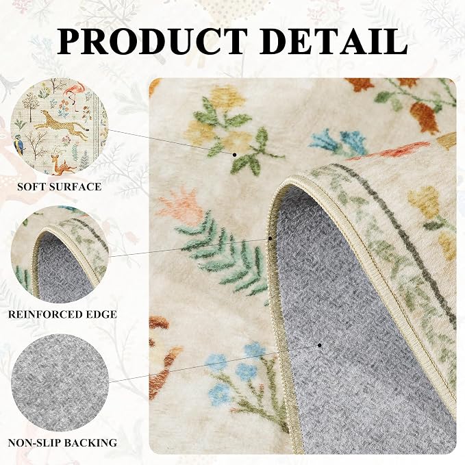 DUKINO 3x7 Hallway Runner Rug, Non Slip Animal Kitchen Runner Rug, Low Pile - Image 5