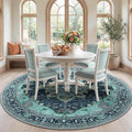 RELEANY Washable Area Rug, Round 7ft, Teal | Non-Slip, Water Repellent by RELEANY