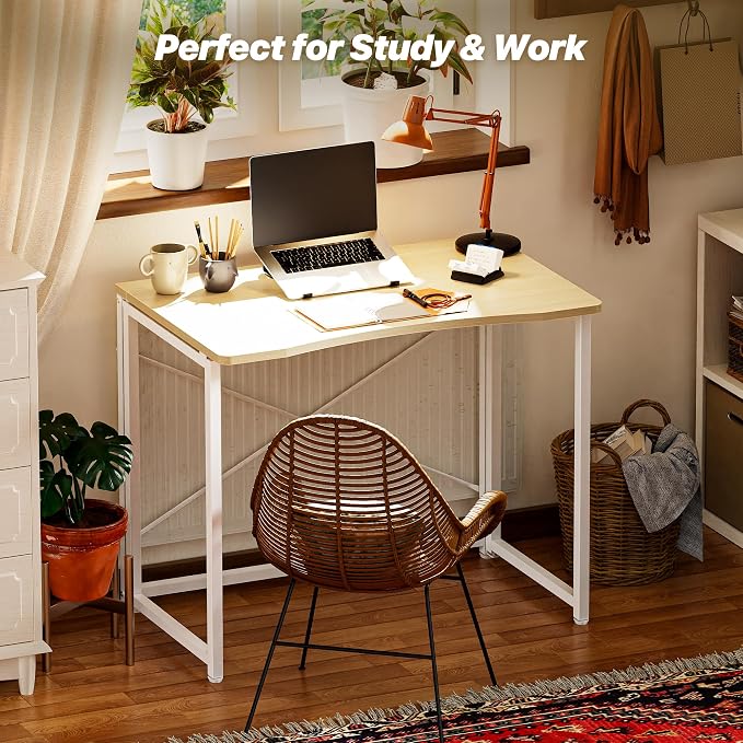 Huuger Folding Desk for Small Spaces, 31.5 Inch Foldable Computer Table - Image 8