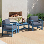 SERWALL 3 Pieces HDPE Outdoor Sofa Bistro Set by SERWALL