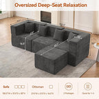 MONVANE 103'' Modular Sectional Sofa, Comfy Chenille Cloud Couch - Image 2