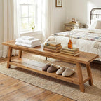 63” Wood Dining Room Bench, Farmhouse Kitchen Bench - Image 8