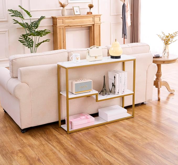 loglus Console Table for Entryway, Faux Marble MDF Sofa Table - Image 7