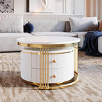 Modern 2 Pieces White Round Nesting Coffee Table - Image 3