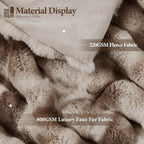 Luxury 1000GSM Rabbit Faux Fur Blanket, Super Heavy Warm Cozy Brown Blankets - Image 2
