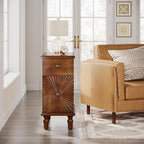 Solid Wood Sunburst End Table, No Assembly Required 2 Drawers Sofa Side Table - Image 4