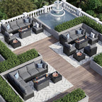 Aoxun 10 Piece Patio Furniture Set Wicker Rattan Patio Sectional Sofa Set - Image 6