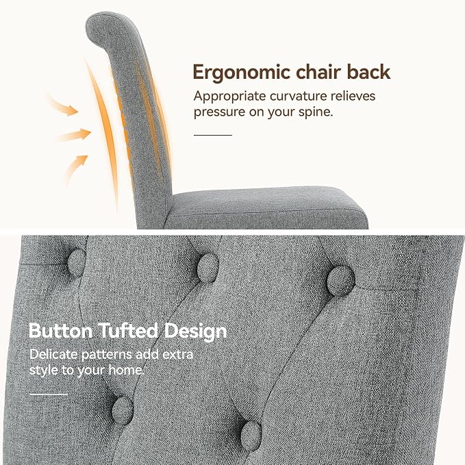 Welzona Upholstered Dining Chairs Set of 6, Button Tufted Parsons Dining Chair - Image 7