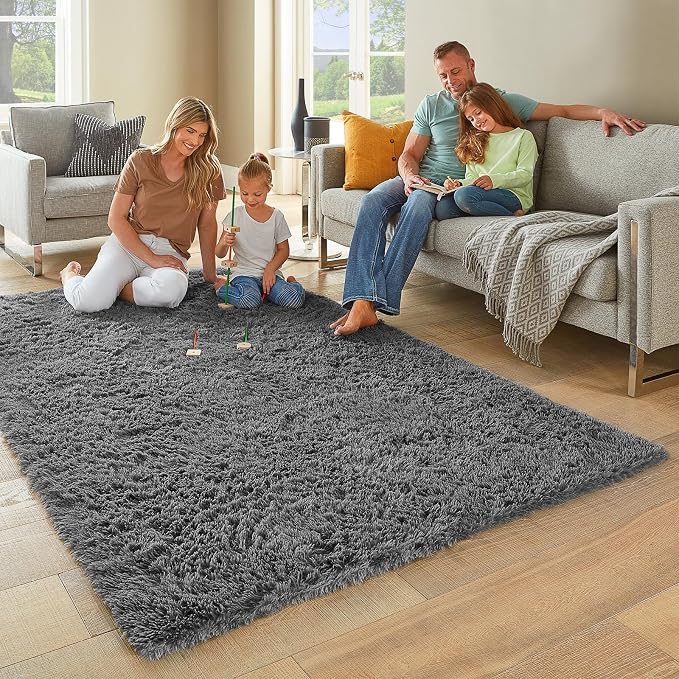 Ophanie 5x7 Area Rugs for Living Room Grey, Fluffy Shag Large Fuzzy Plush Soft - Image 6