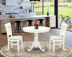 East West Furniture ANVA3-LWH-C 3 Piece Dining Table Set - Image 2