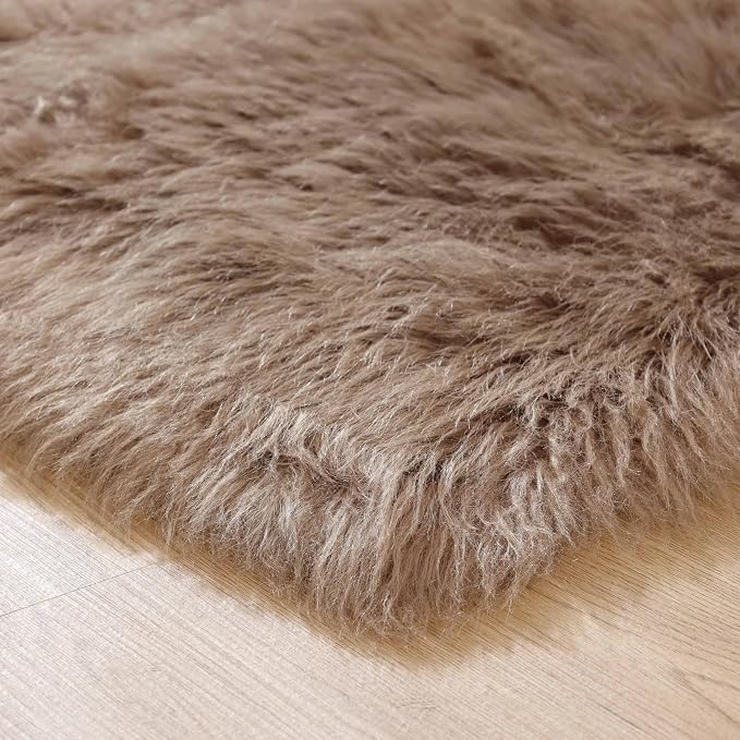 Goolela Faux Fur Rug for Bedroom 3x5 Light Brown Beige Fluffy Furry Fuzzy - Image 8