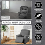 ULTICOR 4-Piece, 1 Seat Recliner Cover, Yarn Dyed Reclining Chair Covers - Image 4