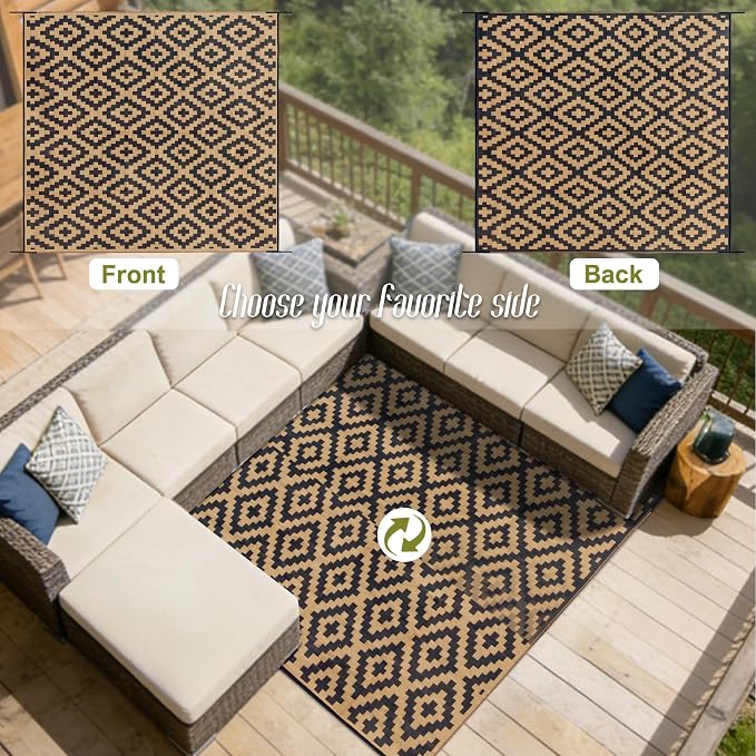 SAND MINE Reversible Mats, Plastic Straw Rug, Modern Area Rug, Large Floor Mat - Image 3