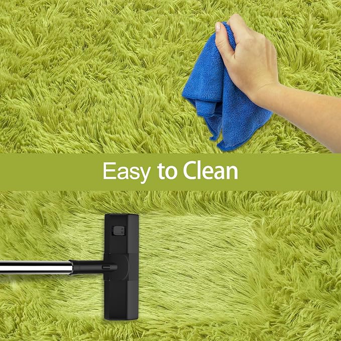2x6 Bedside Area Rugs for Bedroom Soft Fluffy Shag Green Rug for Hallway - Image 7