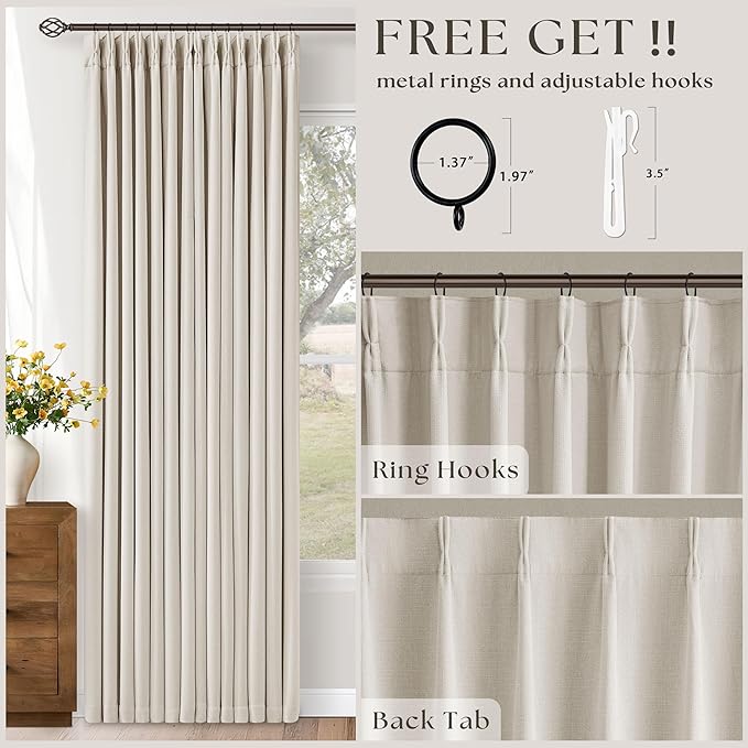 Ivory Cream Linen Blackout Curtains 112 Inches Long - Image 4