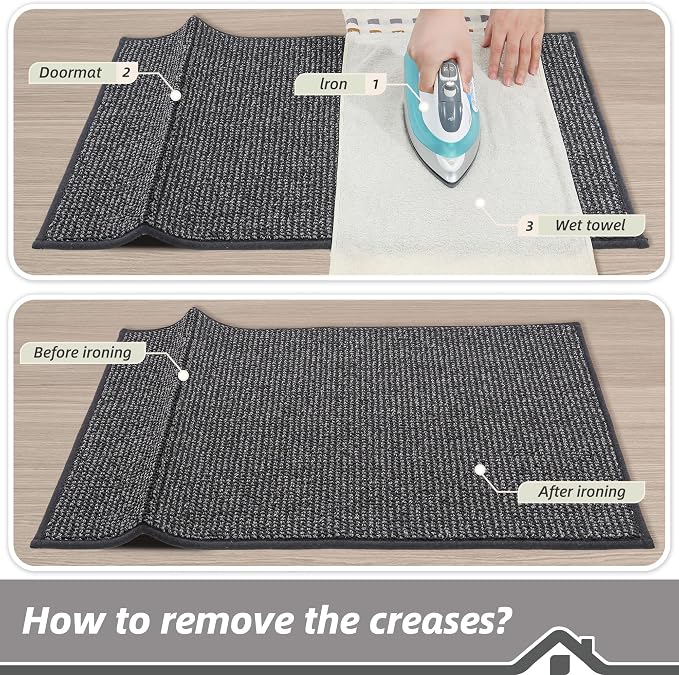 BEQHAUSE Dirt Trapper Door Mat 20"x48", Non-Slip Washable Doormat, Charcoal | - Image 9