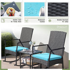 Greesum 3 Pieces Patio Furniture Set Outdoor Wicker Rocking Chairs - Image 7