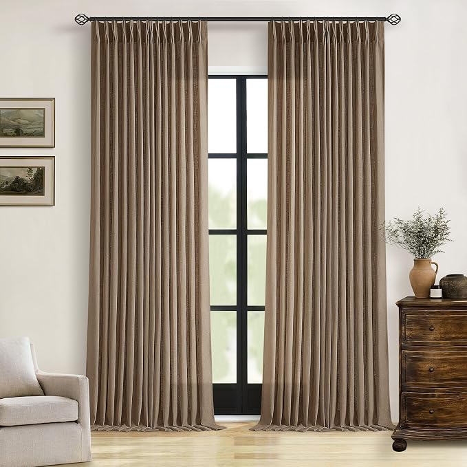 Dutch Cocoa Pinch Pleated 90 Inch Light Filtering Linen Curtains | Semi Sheer - Image 7