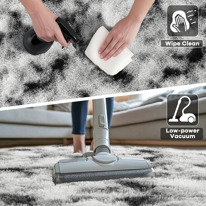 5x7 Black and White Fluffy Soft Area Rug Non-Slip - Image 5