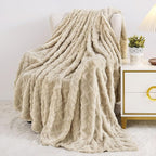 Aganear Fleece Throw Blanket for Bed Couch 90"x90" Khaki | Lightweight Fuzzy - Image 5