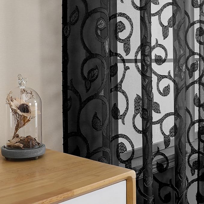 Furman Sheer Black Curtains 90 inches Long - Image 5