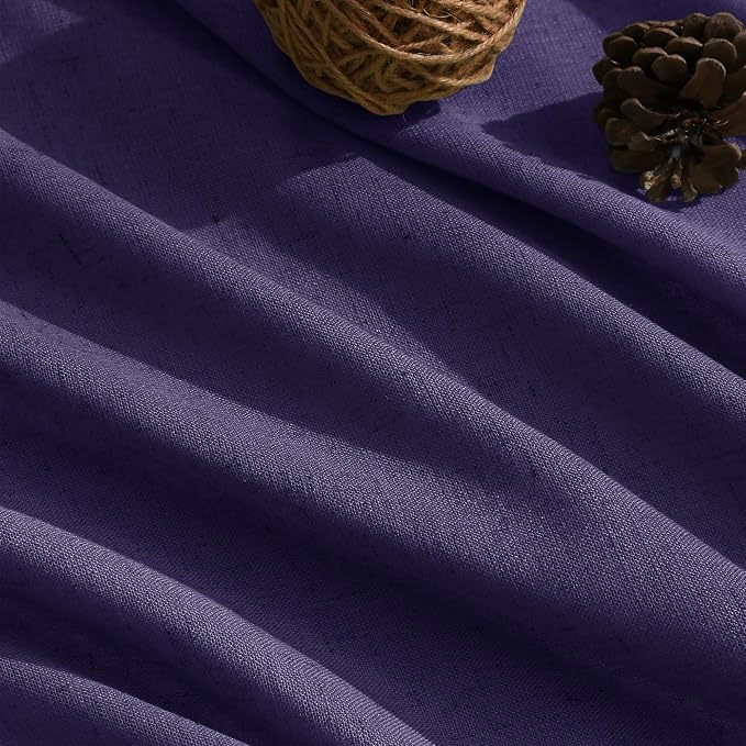 Purple Linen Blend Light Filtering Back Tab Curtains 102 Inches Long, Semi - Image 5