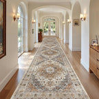 Madane Hallway Runner Rug 3x18 Washable Kitchen Runners 18ft, Turmeric/Grey | - Image 3