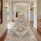 Madane Hallway Runner Rug 3x20 Washable Kitchen Runners 20ft, Turmeric/Grey | - Image 3