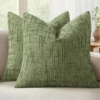 MIULEE Chenille Textured Throw Pillow Covers Sage Green 20x20 Set of 2 | Slubby by MIULEE