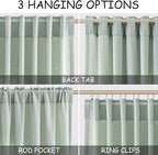 Aqua Green Linen Curtains 90 Inch Long 2 Panels Set - Image 2