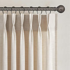 Topfinel Ivory Beige Pinch Pleated Linen Curtains 84 Inch Length 2 Panels by Topfinel