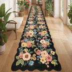 DUKINO 2.6x14 Runner Rug, Floral Washable Rug - Image 9