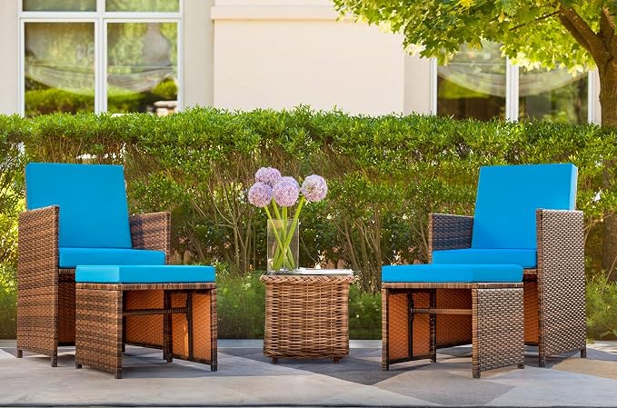 Devoko 4 Pieces Patio Wicker Furniture Set Outdoor Patio Chairs - Image 6
