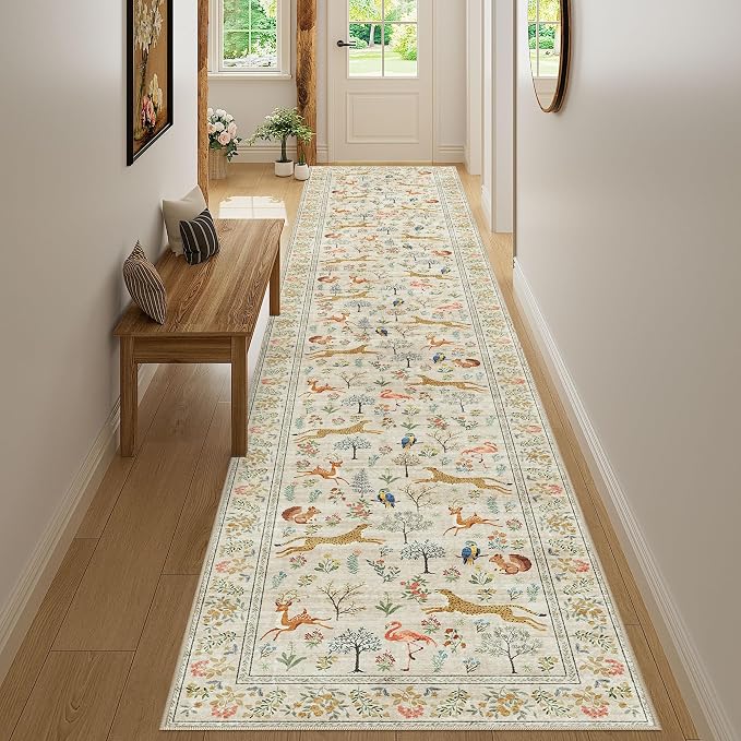 DUKINO 2.6x14 Runner Rug for Hallway, Washable Animal Rug Non Slip, Low Pile - Image 6