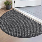 BEQHAUSE Dirt Trapper Door Mat 17" x 30" Half Circle Non Slip, Charcoal | by BEQHAUSE