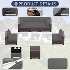 Outdoor Patio Furniture Set, 7 Pieces Outdoor Sectional Furniture Patio Sofa - Image 4